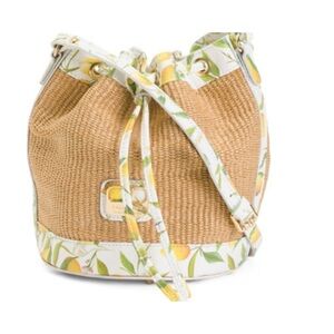 Valentina Tan and White Shoulder Bag with Corduroy Texture